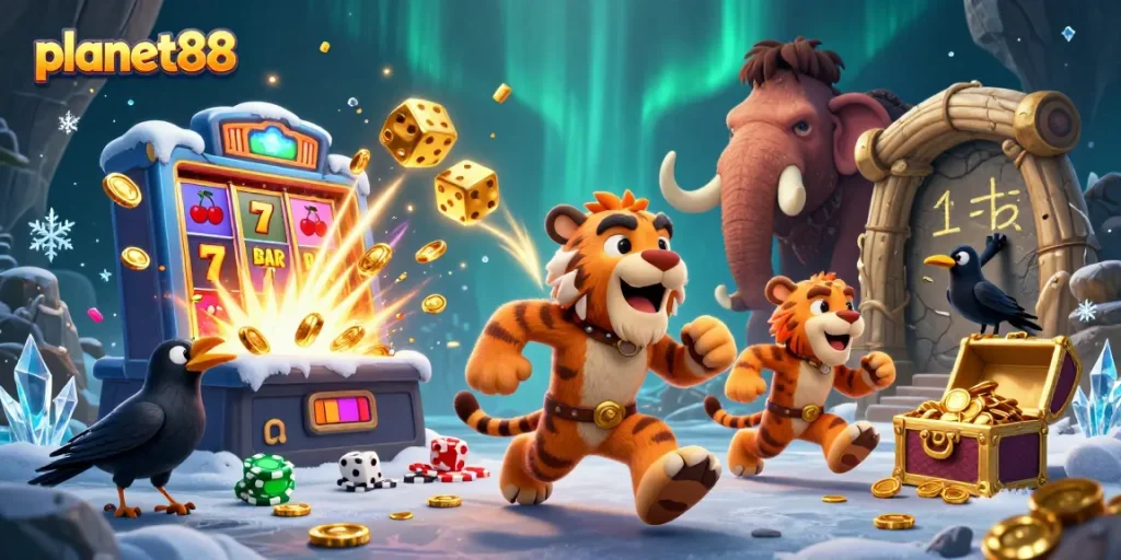 Spin the reels at planet88 in an ultra-detailed 3D scene with vibrant casino excitement.