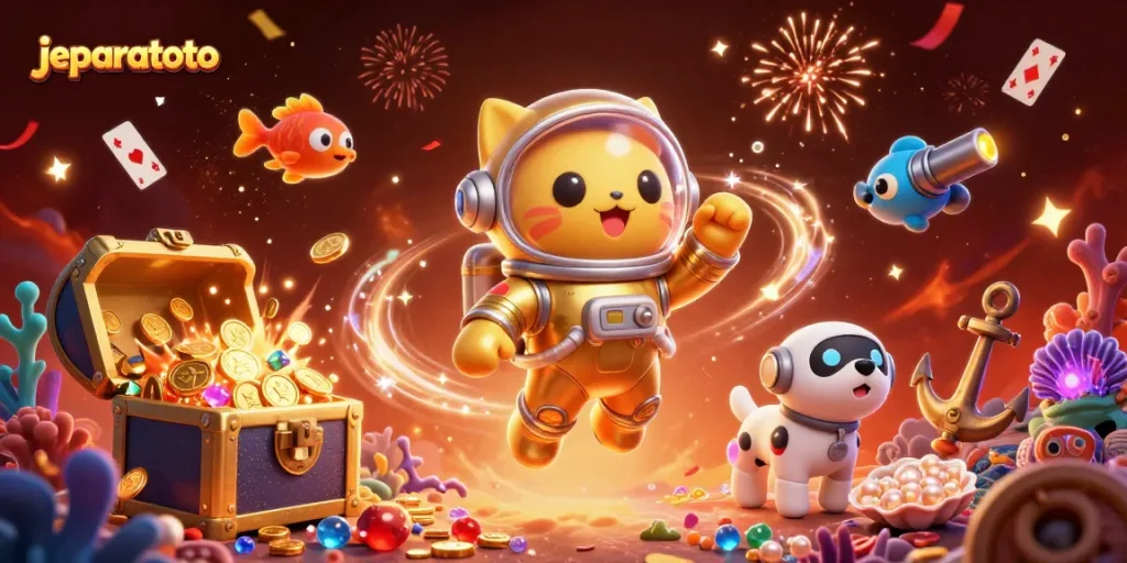 Experience fantastic wins at jeparatoto with a vibrant, action-packed gaming scene illustration.